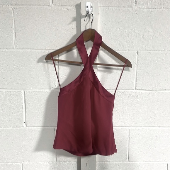 Armani Exchange Women’s Red Halter 100% Silk Crop Top Sz Medium - Picture 1 of 4